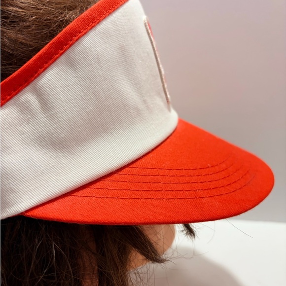 Vintage UNIFEED Sun Visor Hat Orange & White - Picture 6 of 9